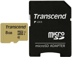 Transcend 8GB Micro SD Card + SD Adapter