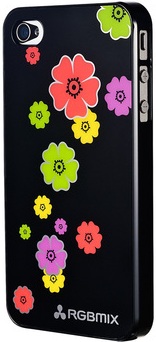 Чехол RGBmix для iPhone 4/4S Mirror Flowers Black Чехол RGBmix для iPhone 4/4S Mirror Flowers Black