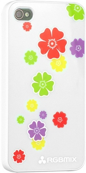 Чехол RGBmix для iPhone 4/4S Mirror Flowers White Чехол RGBmix для iPhone 4/4S Mirror Flowers White