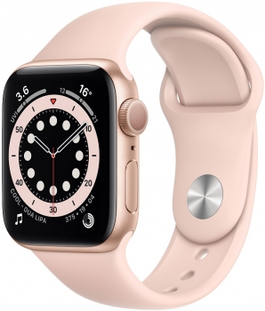 Apple Watch 6 40mm Gold Aluminum Case Pink Sport Band