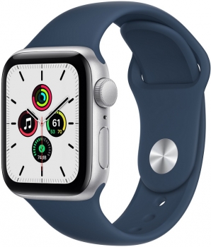 Apple Watch SE 44mm Siver Aluminum Case Abyss Blue Sport Band