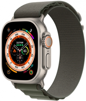 Apple Watch Ultra 49mm Titanium Case Green Alpine Loop Large