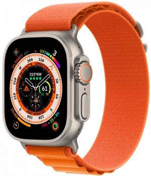 Apple Watch Ultra 49mm Titanium Case Orange Alpine Loop Small