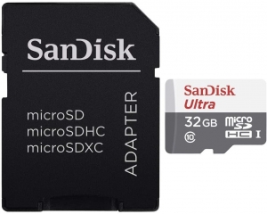 SanDisk 32GB MicroSD Card + SD Adapter