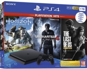 Sony PlayStation 4 Slim 1TB Black + HZD+U4+TLOU