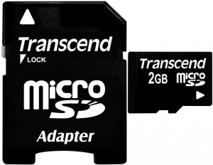 Transcend 2GB MicroSD Card + SD Adapter