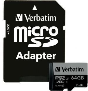 Verbatim 64GB MicroSD Card + SD Adapter